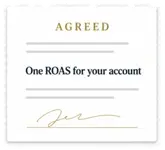 An agreement fixing one guaranteed ROAS for the account before anything goes live.