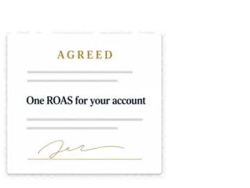 An agreement fixing one guaranteed ROAS for the account before anything goes live.